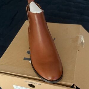 Lands' End Women’s Chelsea Tan Leather Ankle Boots - New in Box